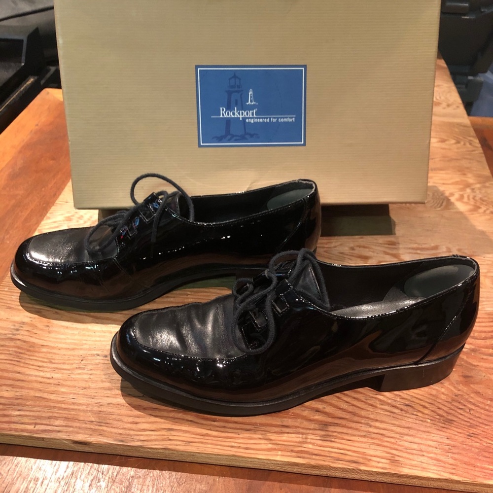 Womens Rockport Leather & Vinyl Black Shoes Sz 8 M